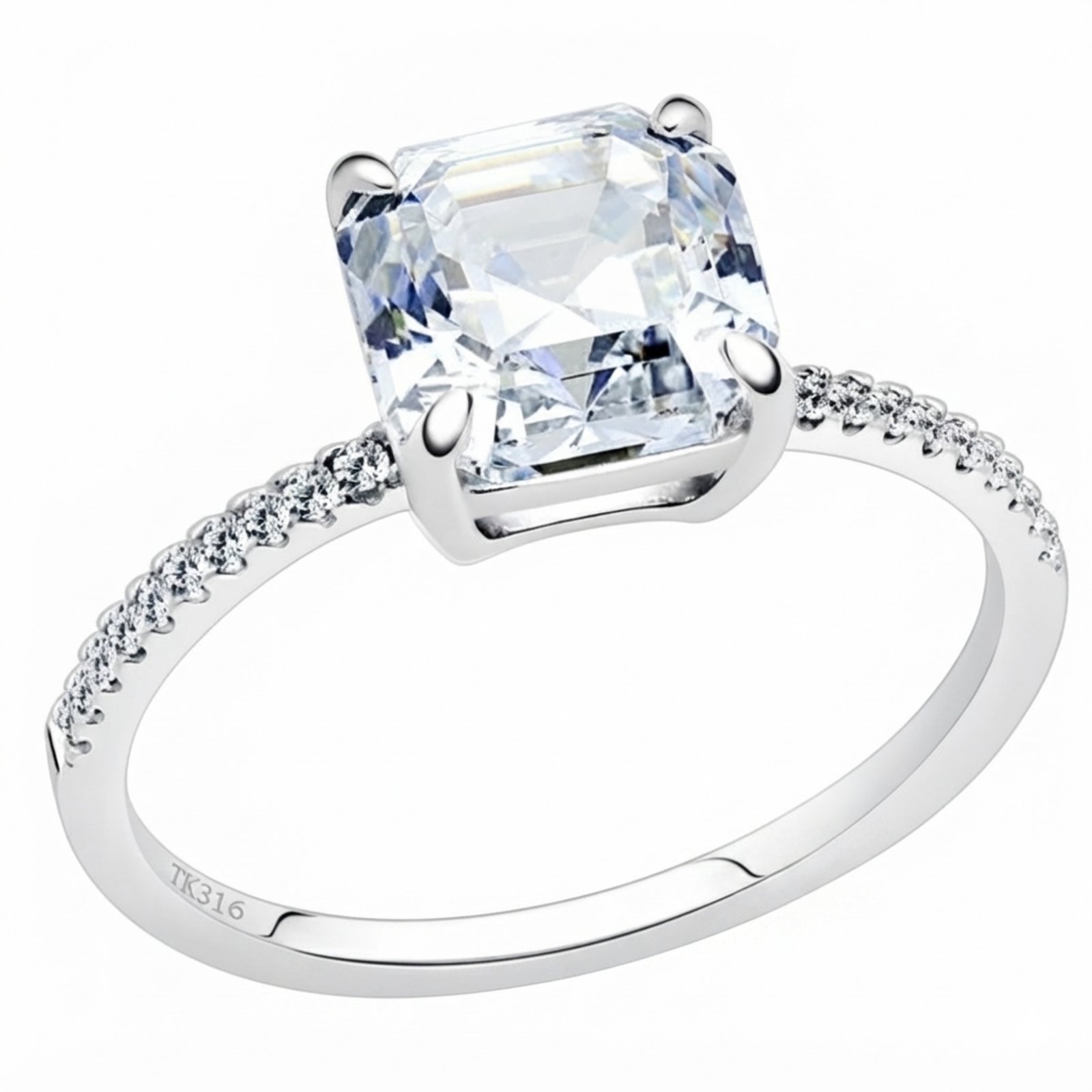 Stainless Steel Cubic Zirconia Pavé Ring