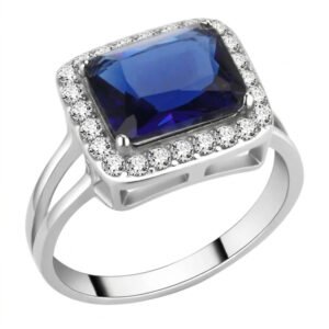 Stainless Steel Montana Blue Glass Ring