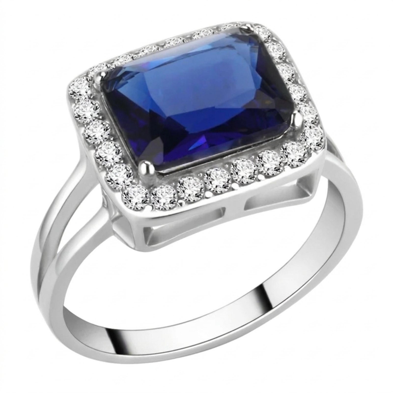 Stainless Steel Montana Blue Glass Ring