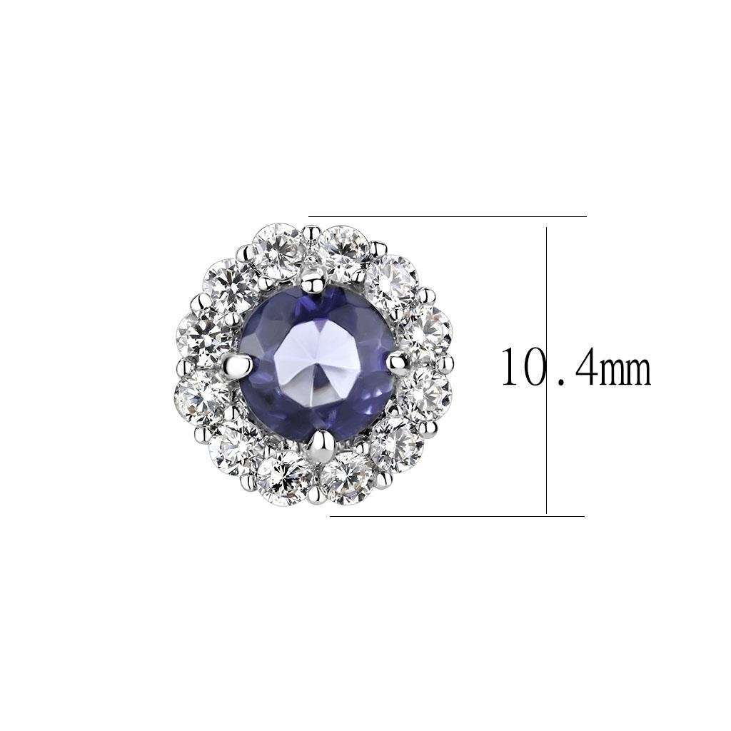 Silver-Tone Brass Tanzanite Glass Earrings - Image 2
