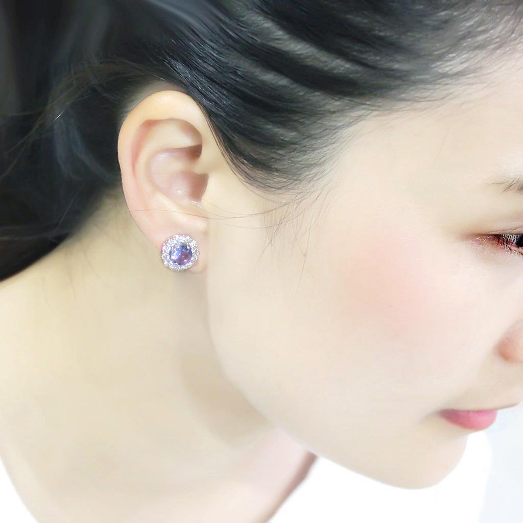 Silver-Tone Brass Tanzanite Glass Earrings - Image 4