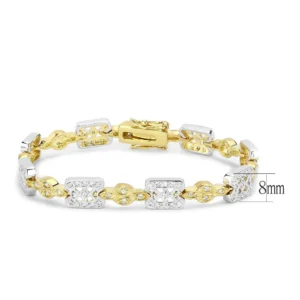 Two-Tone Gold & Silver Brass Cubic Zirconia Bracelet