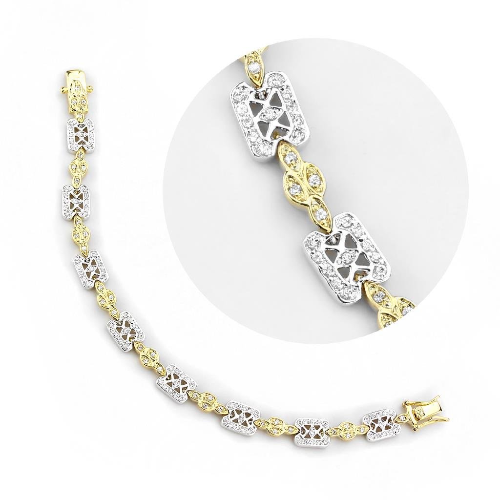 Two-Tone Gold & Silver Brass Cubic Zirconia Bracelet - Image 3