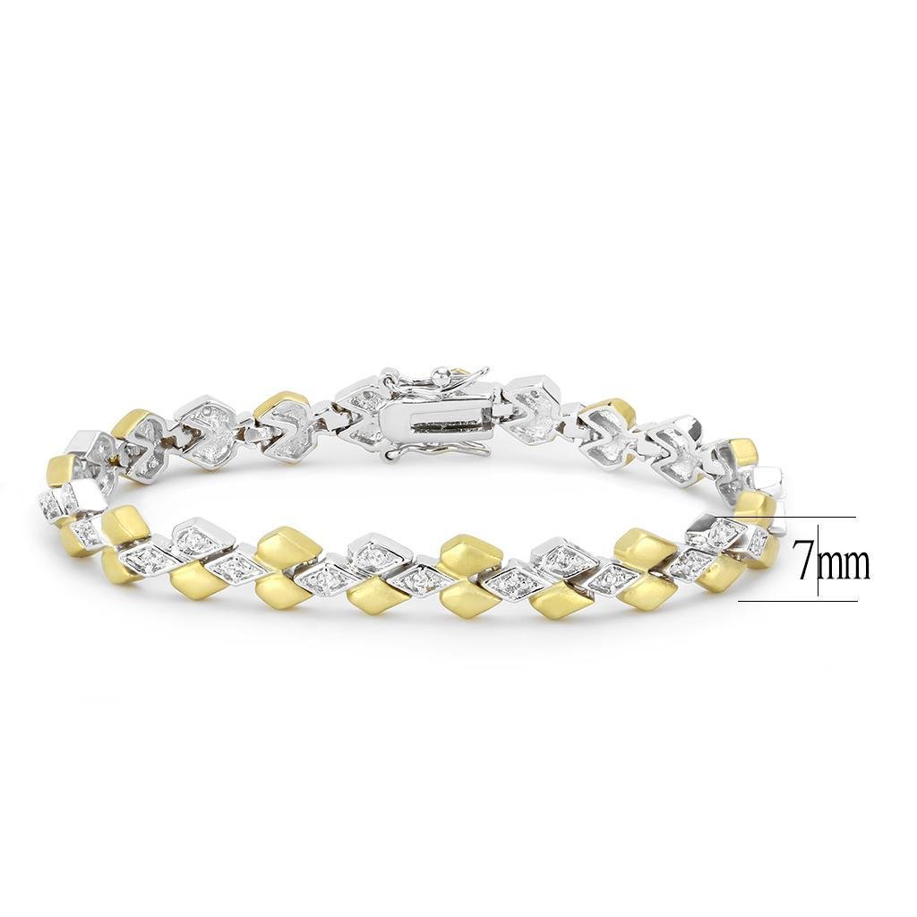 Two-Tone Gold & Silver Brass Cubic Zirconia Bracelet - Image 2