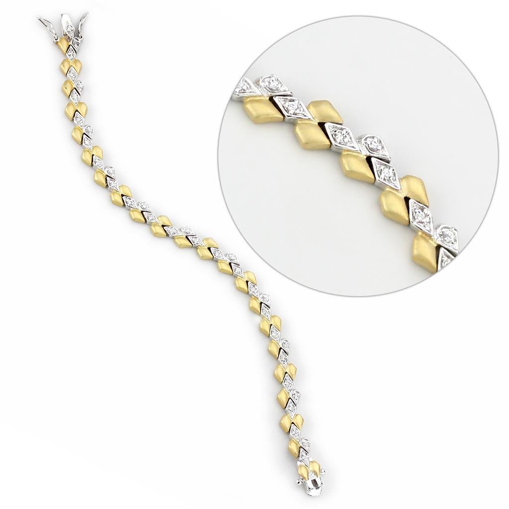 Two-Tone Gold & Silver Brass Cubic Zirconia Bracelet - Image 3