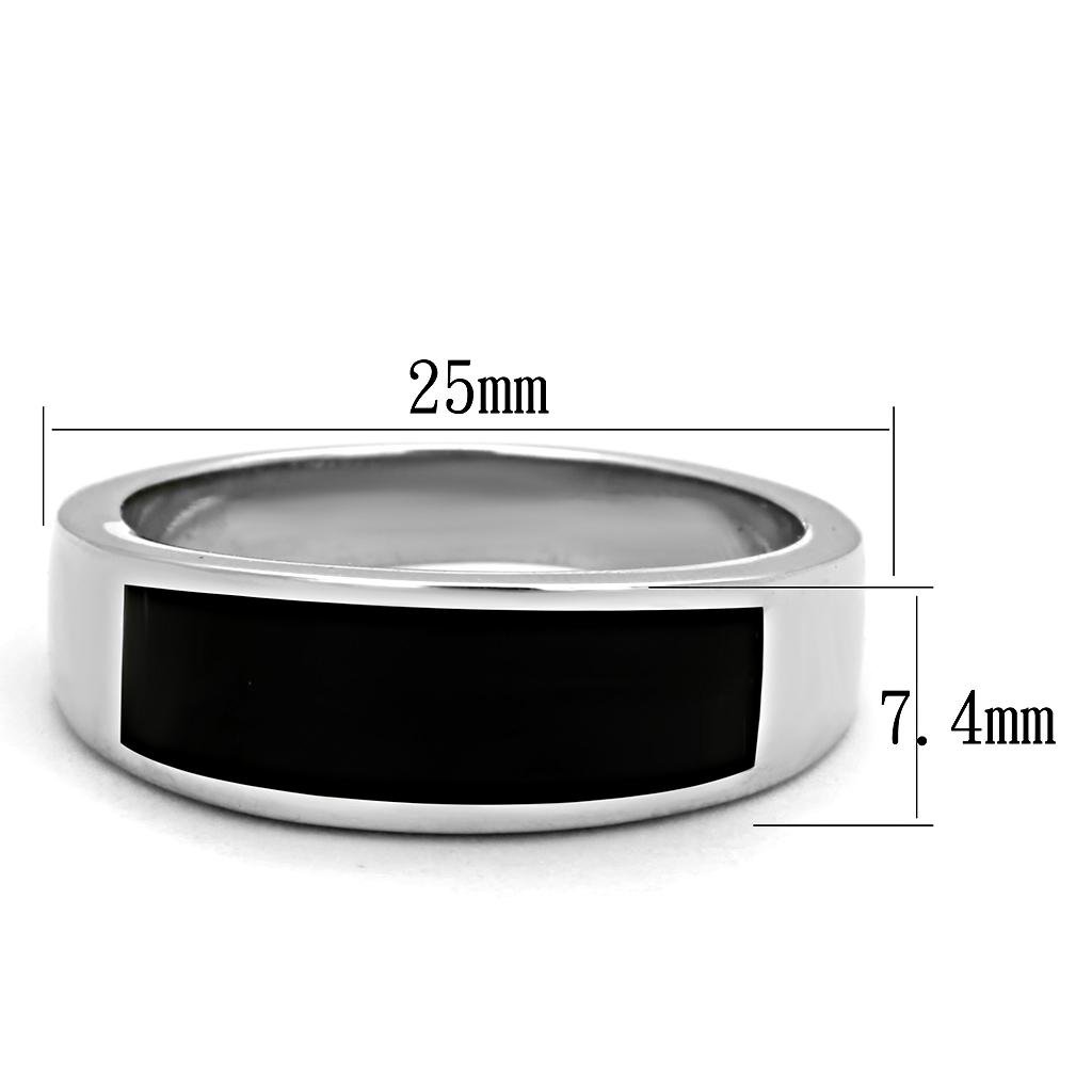 Men’s Polished Stainless Steel Black Epoxy Ring - Image 2