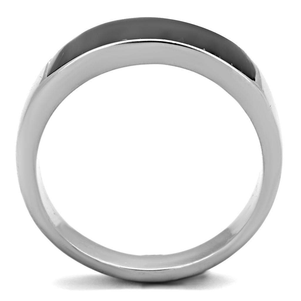 Men’s Polished Stainless Steel Black Epoxy Ring - Image 3