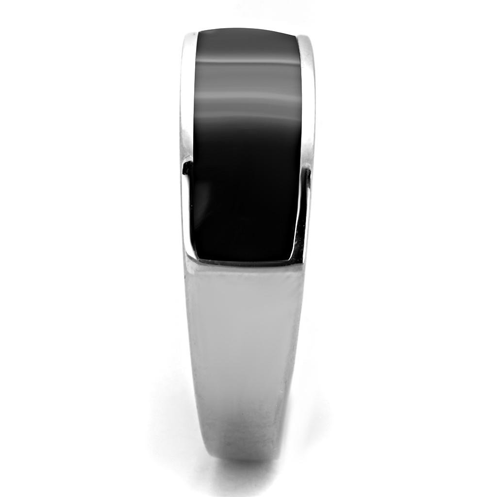 Men’s Polished Stainless Steel Black Epoxy Ring - Image 4