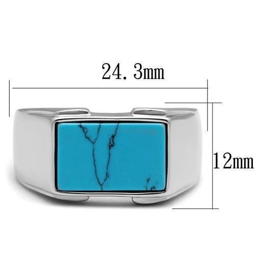 Men’s Sea-Blue Imitation Amber Stainless Steel Ring - Image 2