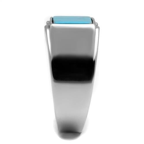 Men’s Sea-Blue Imitation Amber Stainless Steel Ring - Image 4