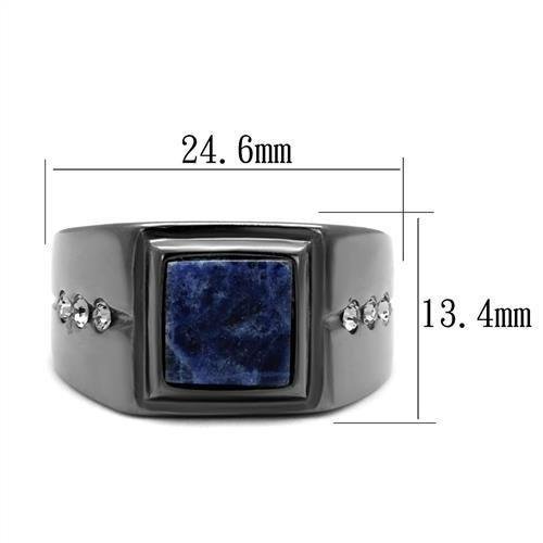Men’s Gunmetal Stainless Steel Blue Sand Ring - Image 2