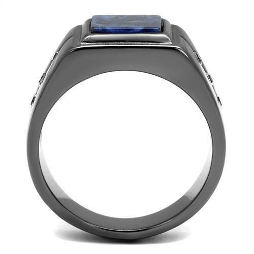 Men’s Gunmetal Stainless Steel Blue Sand Ring - Image 3