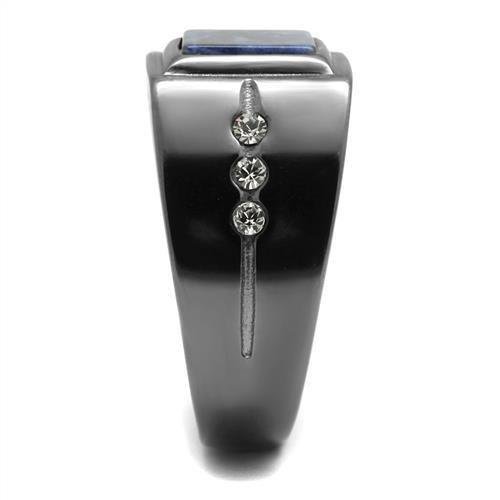 Men’s Gunmetal Stainless Steel Blue Sand Ring - Image 4