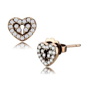 Rose-Gold-Tone Ion-Plated Stainless Steel Cubic Zirconia Earrings