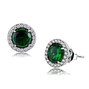 Stainless Steel Emerald Glass Earrings