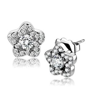 Polished Stainless Steel Cubic Zirconia Earrings