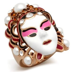 Rose-Gold-Tone Ion-Plated Brass Crystal Ring