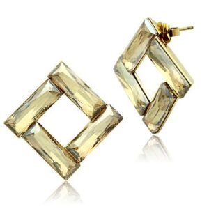 Gold-Tone Ion-Plated Brass Topaz Crystal Stud Earrings