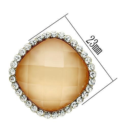 Gold-Tone Brass Orange Stone Stud Earrings - Image 3