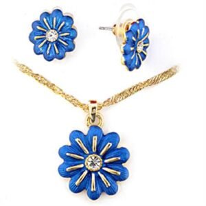 Gold-Tone White Metal Crystal Jewelry Set