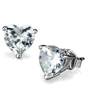 Rhodium-Tone Brass Cubic Zirconia Earrings
