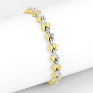 Two-Tone Gold & Silver Brass Cubic Zirconia Bracelet