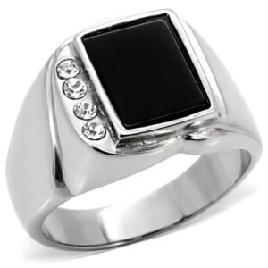 Men’s Black Agate Stainless Steel Ring