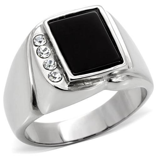Men’s Black Agate Stainless Steel Ring