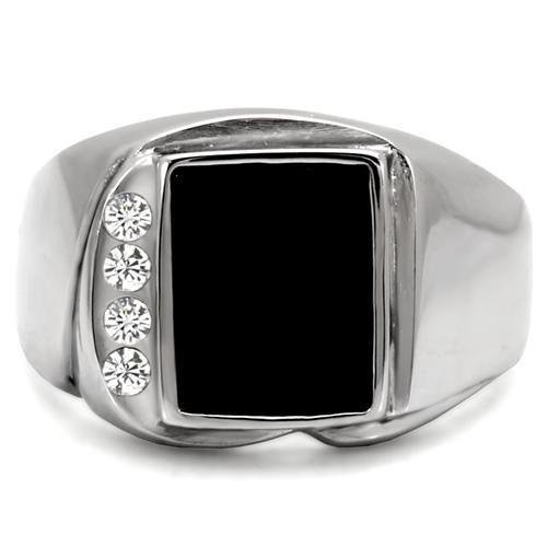 Men’s Black Agate Stainless Steel Ring - Image 3