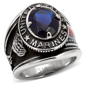 Men's Polished Stainless Steel Montana Synthetic Synthetic Glass Solitaire Ring