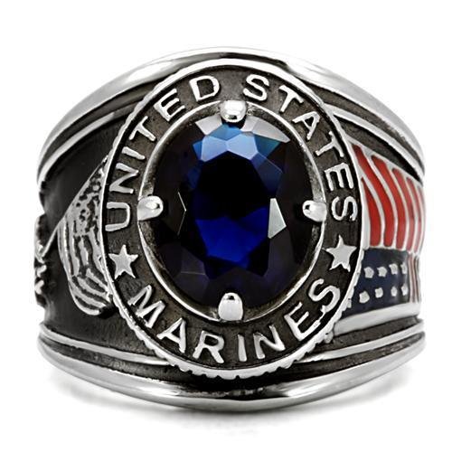 Men’s Montana-Blue Glass Stainless Steel Solitaire Ring - Image 3