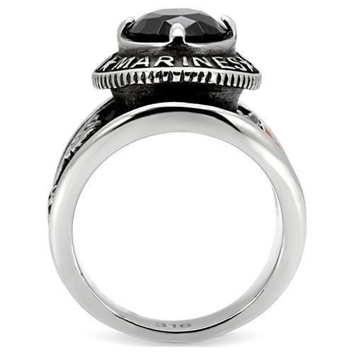 Men’s Montana-Blue Glass Stainless Steel Solitaire Ring - Image 4