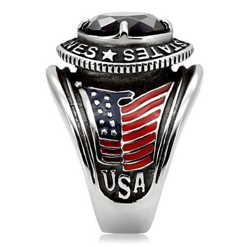 Men’s Montana-Blue Glass Stainless Steel Solitaire Ring - Image 5
