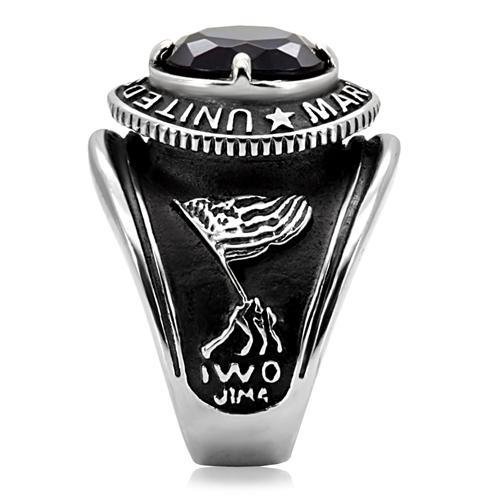 Men’s Montana-Blue Glass Stainless Steel Solitaire Ring - Image 6