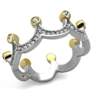 Gold-Tone Ion-Plated Stainless Steel Crystal Ring