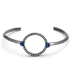 Gunmetal Ion-Plated Stainless Steel Capri Blue Crystal Bangle