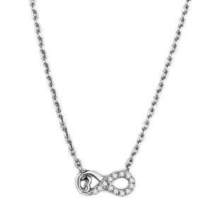Polished Stainless Steel Cubic Zirconia Necklace