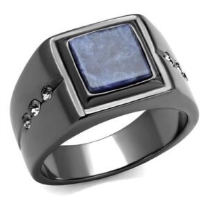 Men’s Gunmetal Stainless Steel Blue Sand Ring