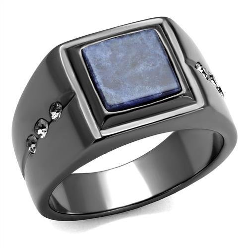 Men’s Gunmetal Stainless Steel Blue Sand Ring