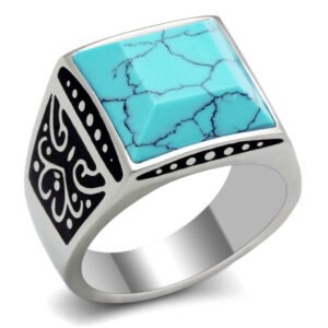 Men’s Turquoise Stainless Steel Celtic Ring