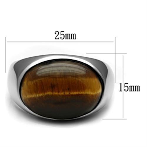 Men’s Tiger Eye Stainless Steel Solitaire Ring - Image 2