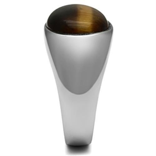 Men’s Tiger Eye Stainless Steel Solitaire Ring - Image 4