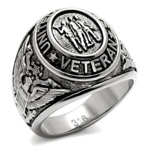 Men’s Polished Stainless Steel Black Epoxy Ring
