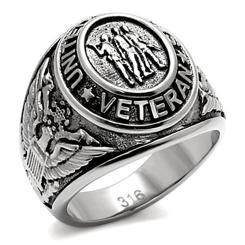 Men’s Polished Stainless Steel Black Epoxy Ring