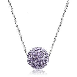 Silver-Tone Brass Light Amethyst Crystal Pendant Necklace