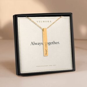 Personalized names bar necklace in a Velmora gift box